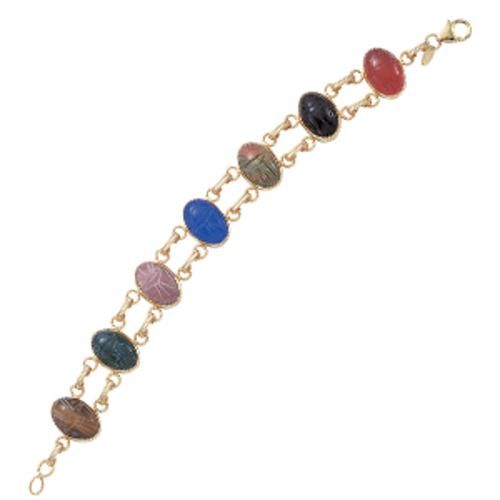Double Link Scarab Bracelet - 07/325 - 14k Yellow Gold