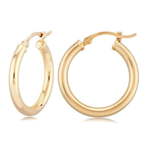 Medium Tube Hoop Earrings - 03/357 - 14k Yellow Gold