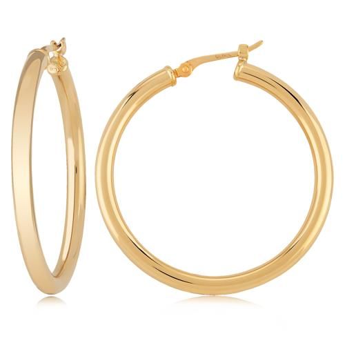 Large Tube Hoop Earrings - 03/360 - 14k Yellow Gold