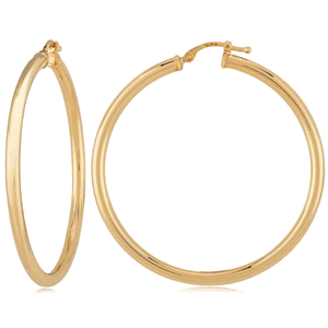 Large Tube Hoop Earrings - 03/363 - 14k Yellow Gold