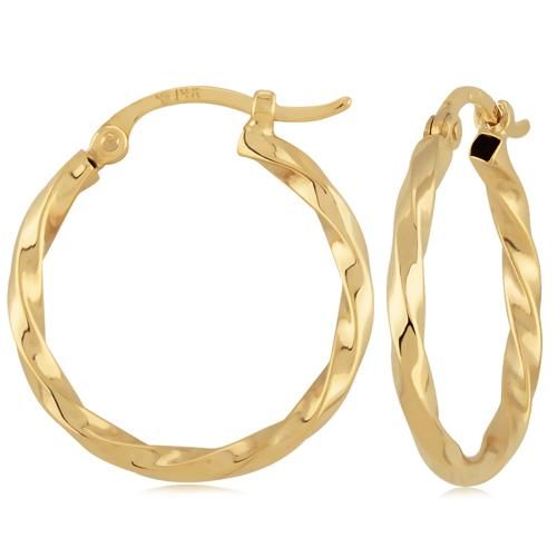 Twisted Tube Hoop Earrings - 03/067 - 14k Yellow Gold