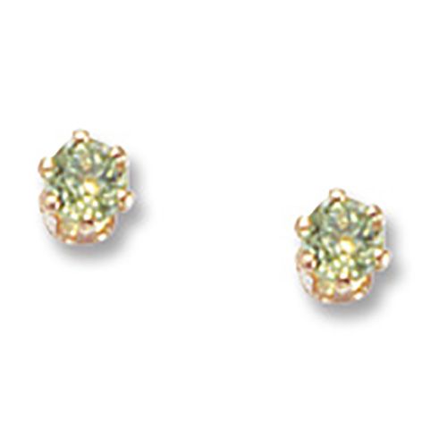 Peridot Birthstone Stud Earrings - 14K Yellow Gold - 01-808