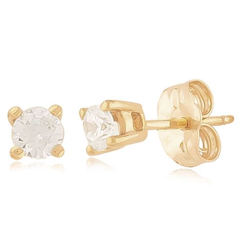 CZ Stud Earrings - 14K Yellow Gold - 01-923