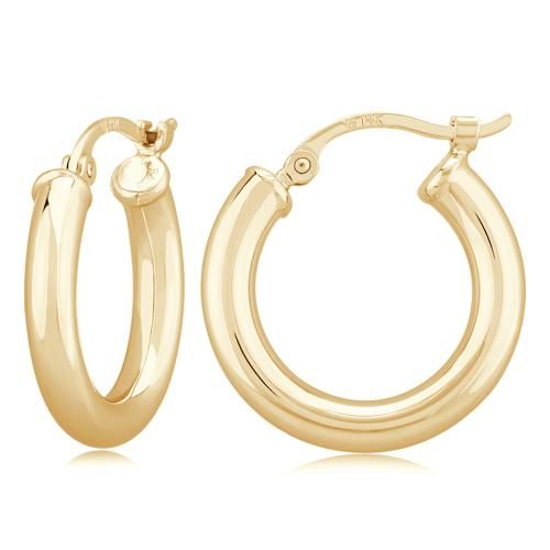Small Tube Hoop Earrings - 03/321 - 14k Yellow Gold