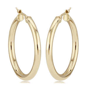 Large Tube Hoop Earrings - 03/225 - 14k Yellow Gold