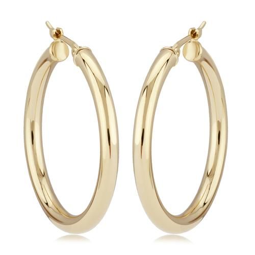 Large Tube Hoop Earrings - 03/225 - 14k Yellow Gold