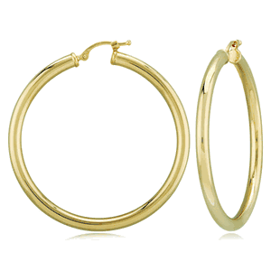 Large Tube Hoop Earrings - 03/368 - 14k Yellow Gold