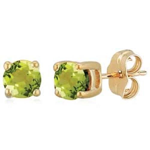 Peridot Birthstone Stud Earrings - 14K Yellow Gold - 01-813-08