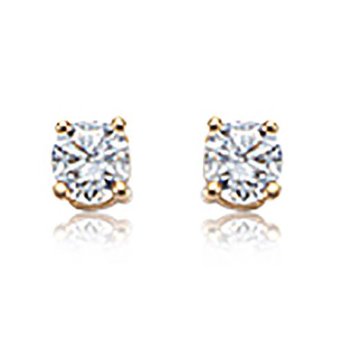 CZ Stud Earrings - 14K Yellow Gold - 01-933