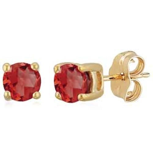 Ruby Birthstone Stud Earrings - 14K Yellow Gold - 01-813-07