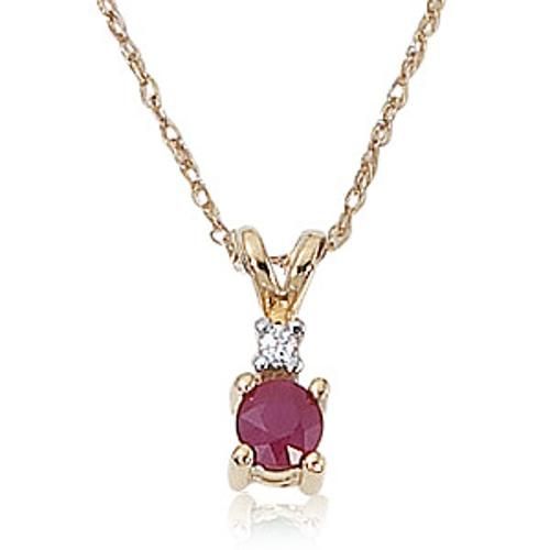 Ruby & Diamond Pendant On 18 Chain - 05/120-r - 14k Yellow Gold