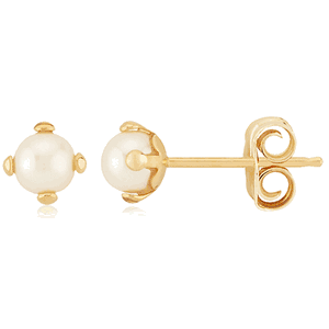 Pearl Stud Earrings - 14K Yellow Gold - 01-248