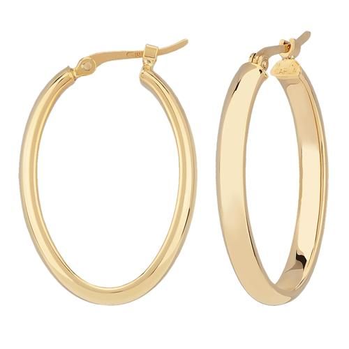 Medium Oval Triangle Hoop Earrings - 03/109 - 14k Yellow Gold