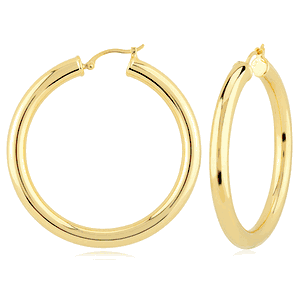 Large Tube Hoop Earrings - 03/369 - 14k Yellow Gold