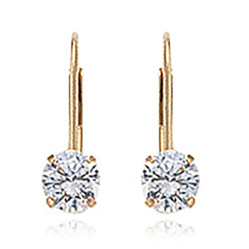 Cz Drop Earrings - 01/875 - 14k Yellow Gold