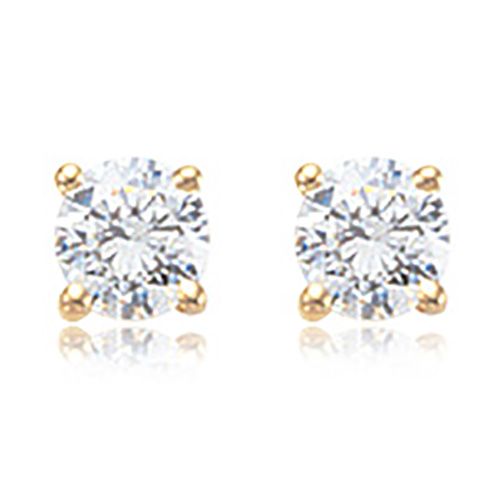 CZ Stud Earrings - 14K Yellow Gold - 01-955
