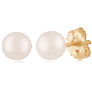 Pearl Stud Earrings - 14K Yellow Gold - 01-326