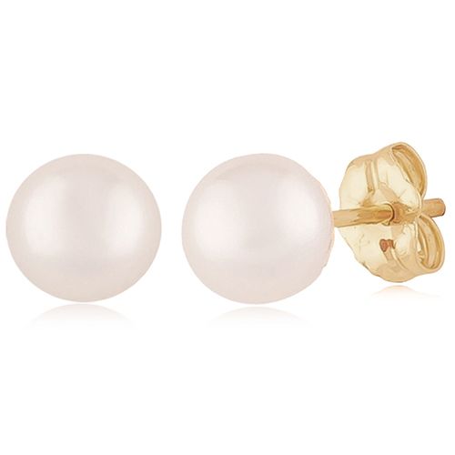 Pearl Stud Earrings - 14K Yellow Gold - 01-332