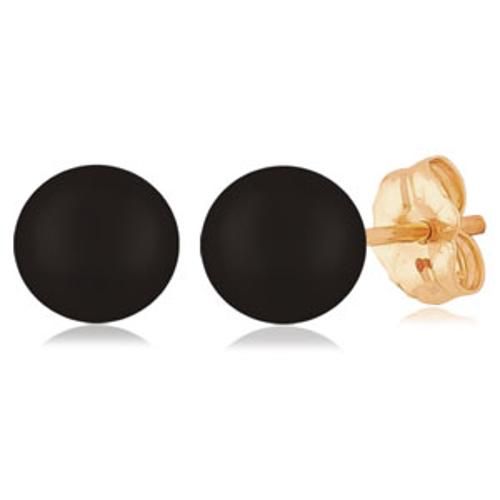 Black Onyx Stud Earrings - 14K Yellow Gold - 01-673