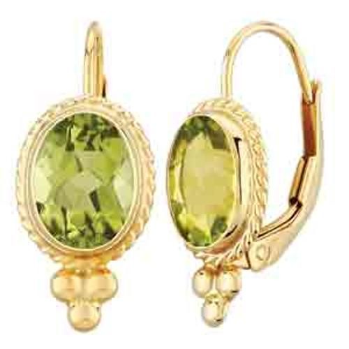 Peridot Drop Earrings - 01/845-34 - 14k Yellow Gold