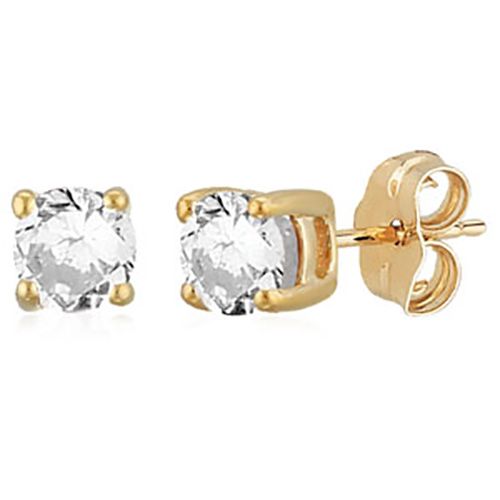 Zirconia CZ Birthstone Stud Earrings - 14K Yellow Gold - 01-813-04