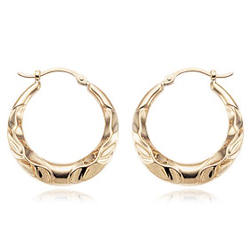Wavy Shell Hoop Earrings - 04/026 - 14k Yellow Gold