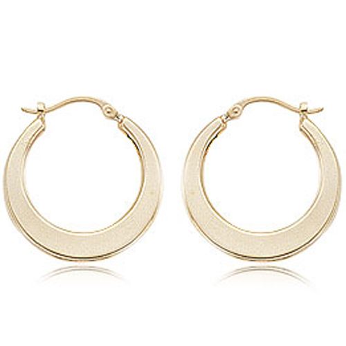 Plain Flat Hoop Earrings - 04/213 - 14k Yellow Gold