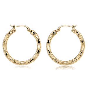 Large Fancy Hoop Earrings - 04/231 - 14k Yellow Gold