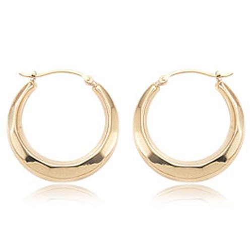 Diamond Cut Shell Hoop Earrings - 04/235 - 14k Yellow Gold