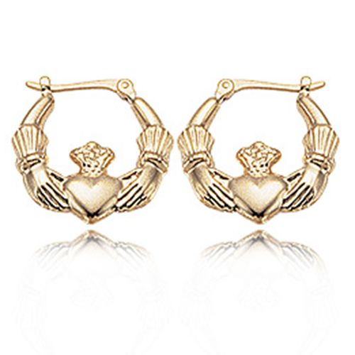 Small Claddagh Hoop Earrings - 04/304 - 14k Yellow Gold