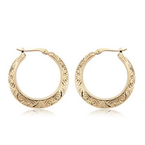Small Scroll Hoop Earrings - 04/330 - 14k Yellow Gold