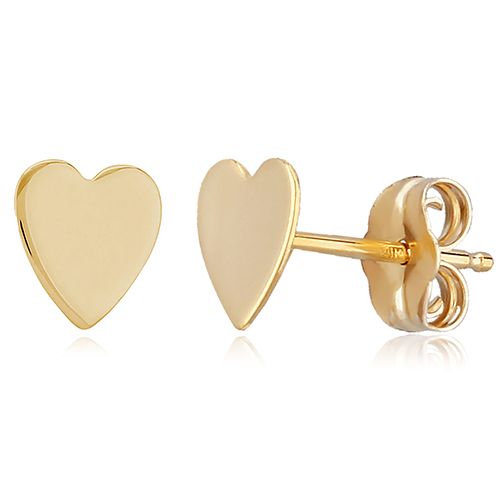 Heart Stud Earrings - 14K Yellow Gold