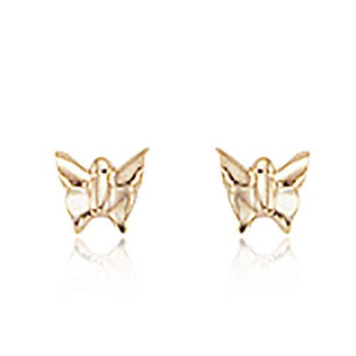 Butterfly Stud Earrings - 14K Yellow Gold