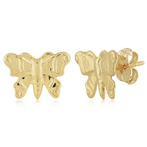 Embossed Butterfly Stud Earrings - 14K Yellow Gold