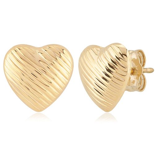 Cut Heart Stud Earrings - 14K Yellow Gold
