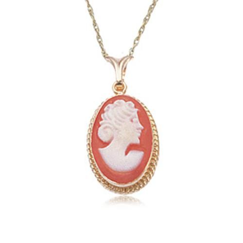Rimmed Cameo Pendant On 18 Chain - 05/214 - 14k Yellow Gold