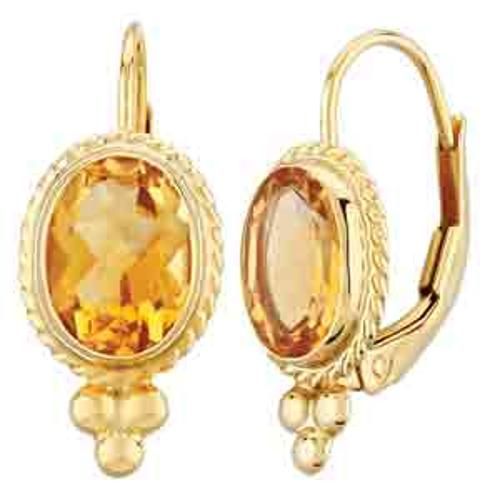 Citrine Drop Earrings - 01/845-33 - 14k Yellow Gold