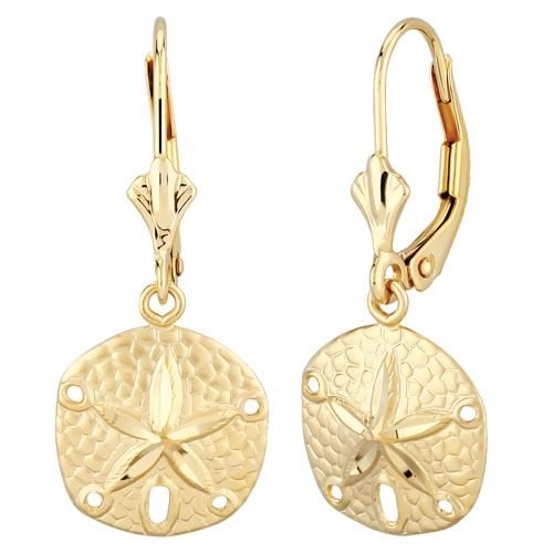Sand Dollar Drop Earrings - 01/899 - 14k Yellow Gold