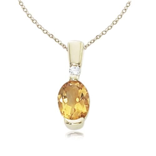 Citrine & Diamond Pendant - 45/1018-33 - 14k Yellow Gold