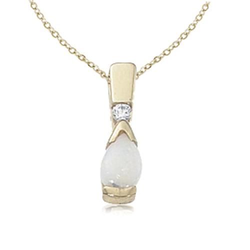 Opal & Diamond Pendant - 45/1019-13 - 14k Yellow Gold