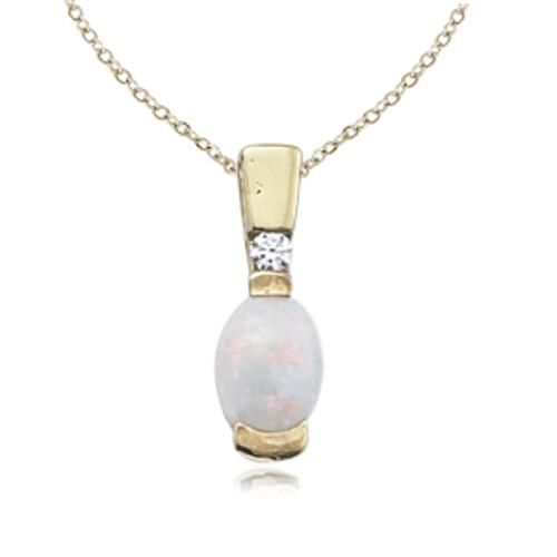 Opal & Diamond Pendant - 45/1018-13 - 14k Yellow Gold