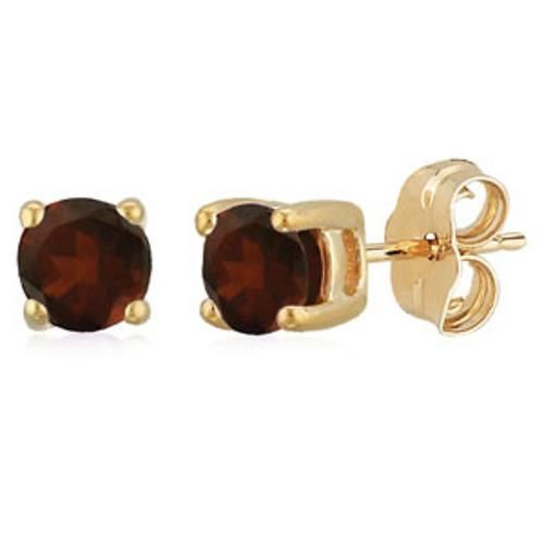 Garnet Birthstone Stud Earrings - 14K Yellow Gold - 01-813-01