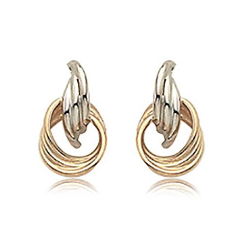 Two-Tone Door Knocker Love Knot Earrings - 14K Gold - 03-163YW