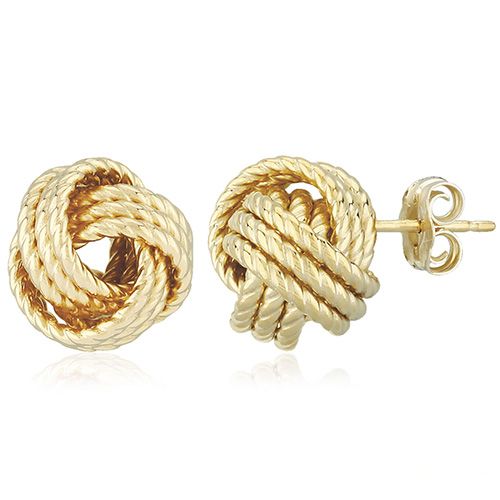 Twisted Love Knot Stud Earrings - 14K Yellow Gold