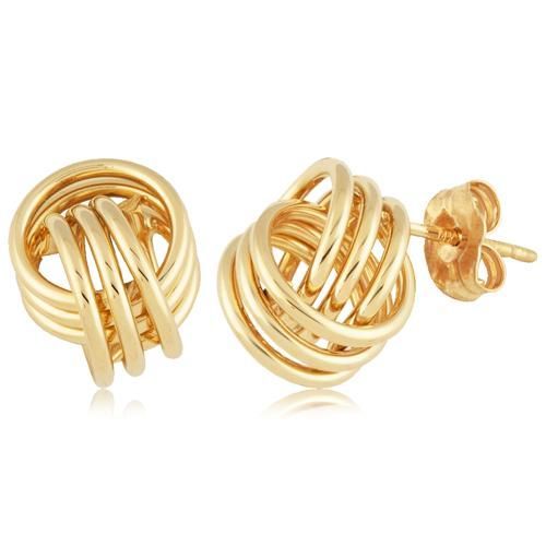 Coiled Love Knot Stud Earrings - 14K Yellow Gold