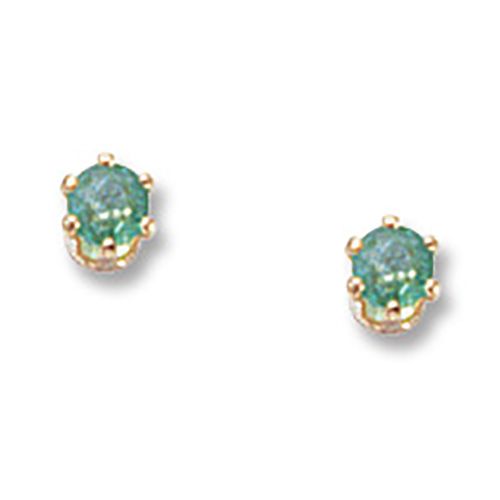 Emerald Birthstone Stud Earrings - 14K Yellow Gold - 01-805