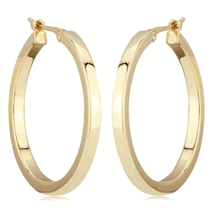 Large Square Hoop Earrings - 03/107 - 14k Yellow Gold