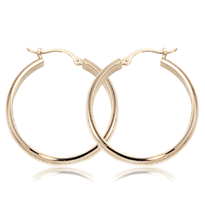 Large 1/2 Round Tube Hoop Earrings - 03/118 - 14k Yellow Gold