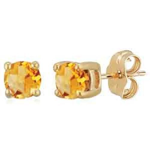Citrine Birthstone Stud Earrings - 14K Yellow Gold - 01-813-11
