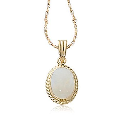 Rimmed Opal Pendant On 18 Chain - 05/158 - 14k Yellow Gold